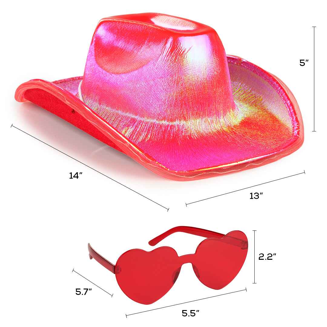 Light Up Cowboy Hat for Women - Cowgirl Hat with Glasses 