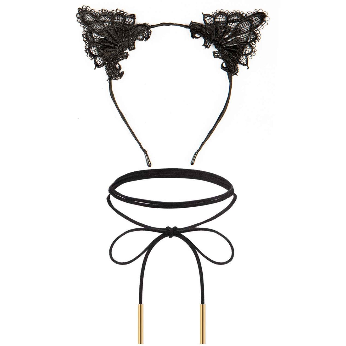 Lace Cat Ears Headband and Choker Set - Cat Ears with Choker