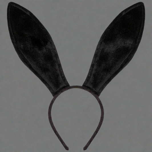 Black Bunny Ears Headband - Velvet Black Rabbit Ears