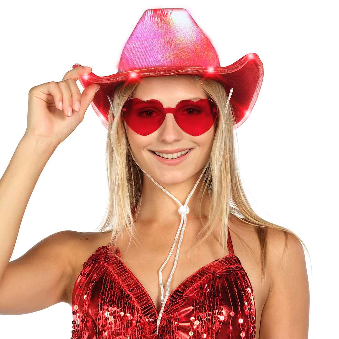 Light Up Cowboy Hat for Women - Cowgirl Hat with Glasses 