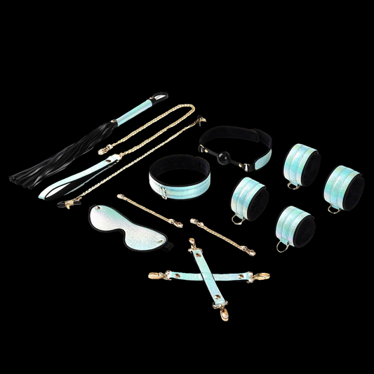 Vivid Sky 8pcs Set- Blue Glossy Soft Beginners Bondage Set