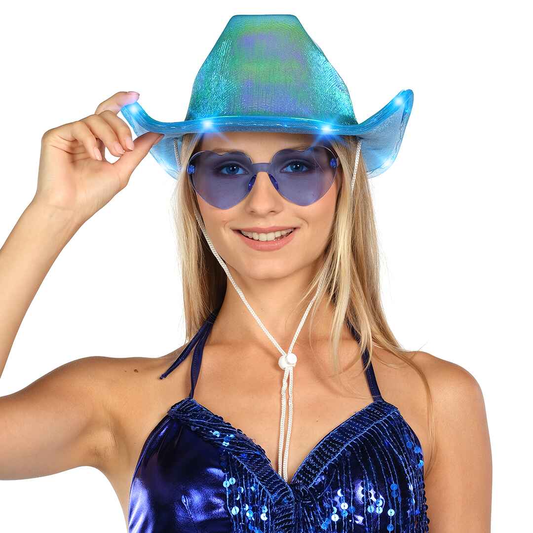 Light Up Cowboy Hat for Women - Cowgirl Hat with Glasses 