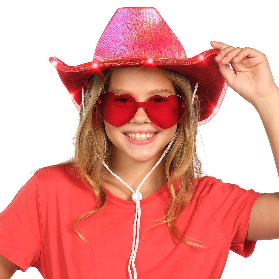 Light Up Cowboy Hat for Women - Cowgirl Hat with Glasses 